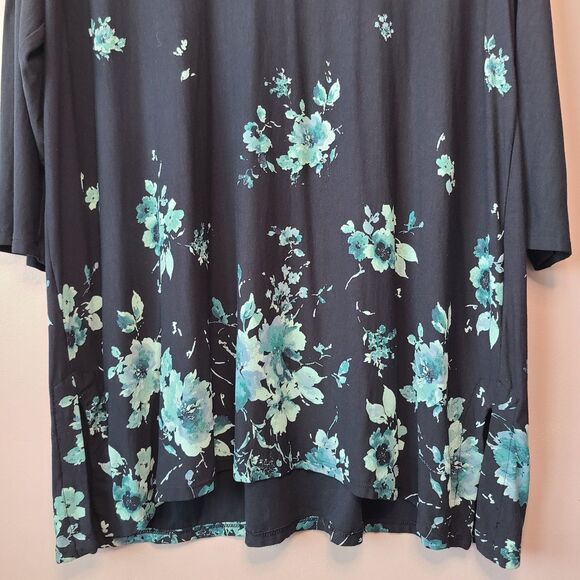 J Jill Wearever Collection Buttery Soft Long Floral Tunic 3/4 Sleeve Top Size L - Picture 7 of 11